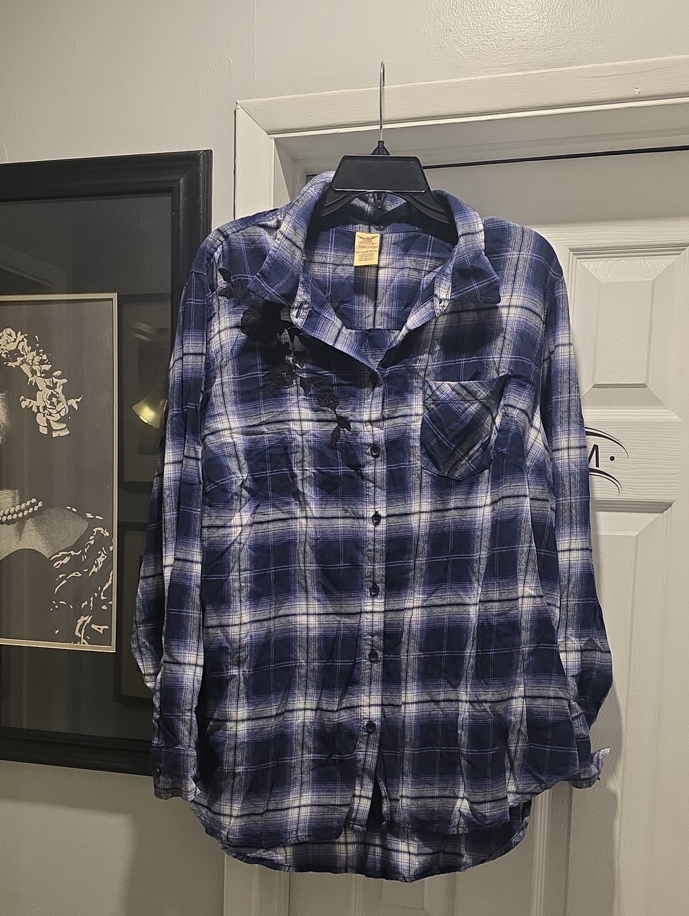 Blue Plaid Button-Up Shirt